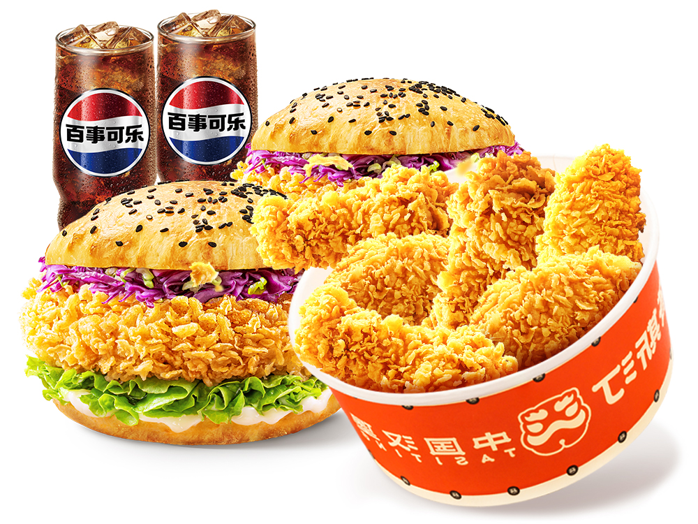 [餐饮单品]-塔斯汀-双堡翅根桶7件套